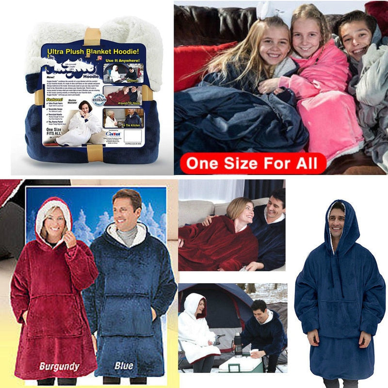 One Size Blanket Sweatshirt Hoodie Ultra Plush Soft & Warm