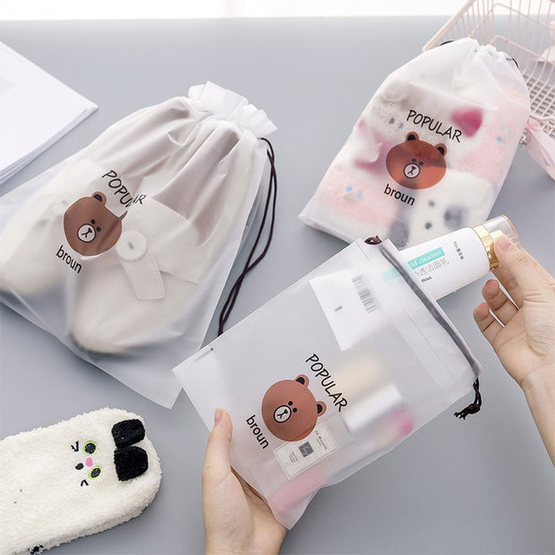 Brown Bear Transparent Cosmetic Travel Bag